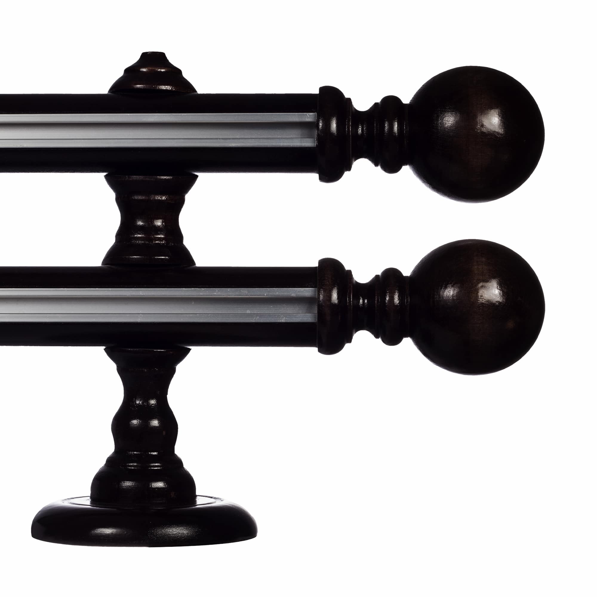 Galerie lemn perdea  Globo Double 35mm cu aluminiu Negru